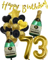 73 Jaar Verjaardag Cijferballon 73 - Feestpakket Snoes Ballonnen Pop The Bottles - Zwart Goud Groen Versiering
