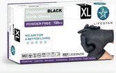 Wegwerphandschoenen nitril- poedervrij - zwart - maat XL - 100 stuks