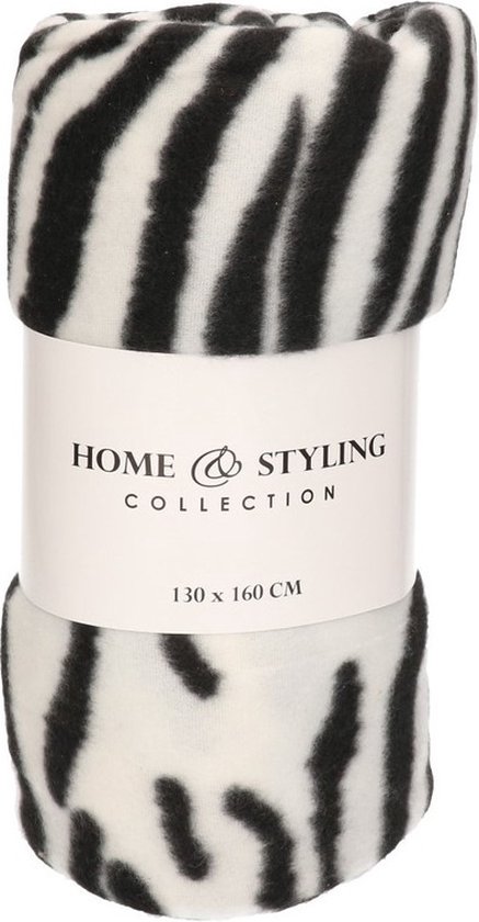 Fleece deken zebra print 130 x 160 cm - Woondecoratie plaid/dekentje met dierenprint
