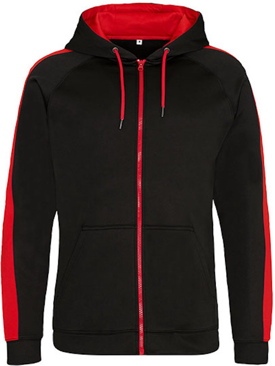 Just Hoods Sports Polyester Zoodie JH066 JET /FIRE Zwart