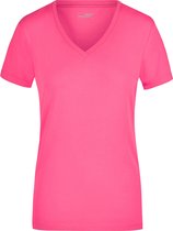 Roze dames stretch t-shirt met V-hals M