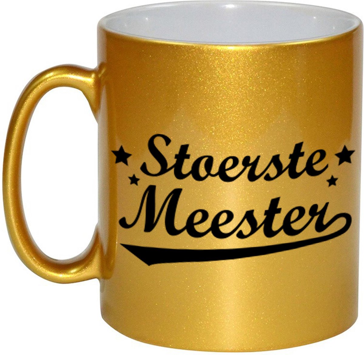 Stoerste meester cadeau mok - 330 ml - goudkleurig - Meesterdag/einde schooljaar cadeau