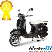 BEST GETEST - elektrische scooter - Retelli Vecchio Classico - mat zwart 24ah - Brom/snor - retro - incl kenteken, tenaamstelling en rijklaar maken