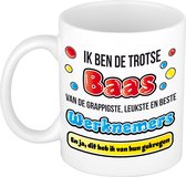 Bellatio Decorations cadeau mok voor baas - grappig - keramiek - 300 ml