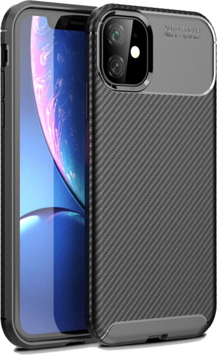 Luxe TPU Carbon Bescherm-Hoes geschikt voor iPhone 11 Zwart