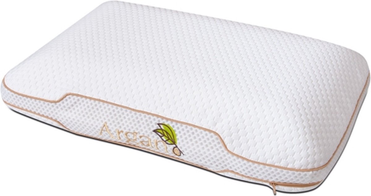 Argan Deluxe Aero traagschuim hoofkussen | 60x40x12 cm | Ergonomisch kussen | Argan Olie | Gezonde nachtrust