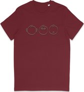 Grappig T Shirt Dames en Heren - Horen Zien en Zwijgen - Bordeaux Rood - L