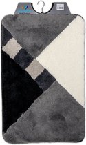 Wicotex - Badmat Grijs - Zwart - Wit geblokt - Antislip onderkant - Afmeting 60x90cm