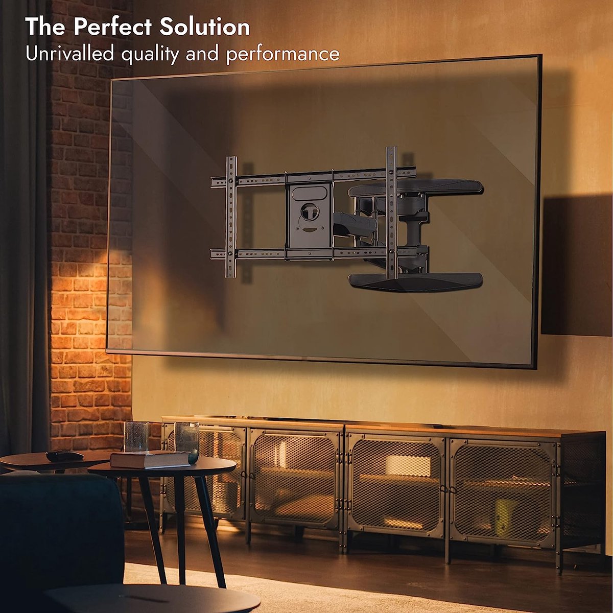 HOME VISION Draaibare tv-muurbeugel voor 32-75 inch tv's, max. VESA 600 x 400 mm, laadvermogen 60 kg, Full Motion tv-houder met ±60° draaibaar, 5°/-15° kantelbaar, 38,6 cm uitschuifbaar bereik, HV6601