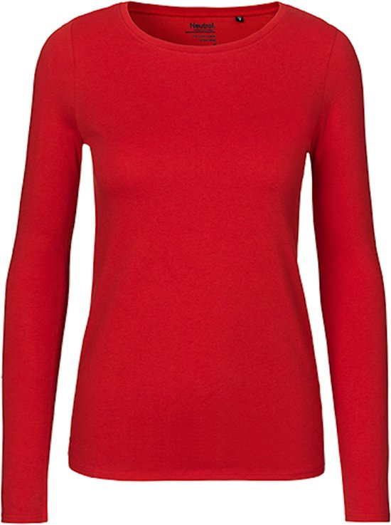 Ladies Long Sleeve T-Shirt met ronde hals Red - XS