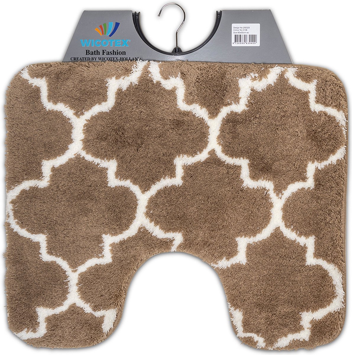 Wicotex - Toiletmat Marseille Taupe - Antislip onderkant - WC mat met uitsparing - Afmeting 50x60cm