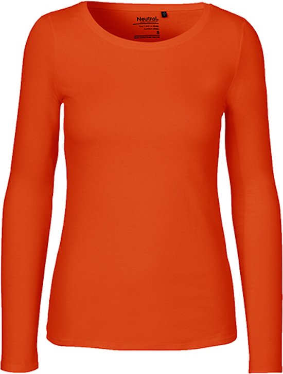 T-shirt à manches longues pour femme avec col rond Orange - M