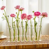 Opklapbare glazen vaas, reageerbuis-vaas voor bloemen, hydrocultuur-reageerbuisvaas, glazen vaas met standaard, tube bud vaas voor bloemen, planten, woondecoratie