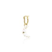 OOZOO Jewellery - Goudkleurig/witte oorring met een maan bedeltje - SE-3001