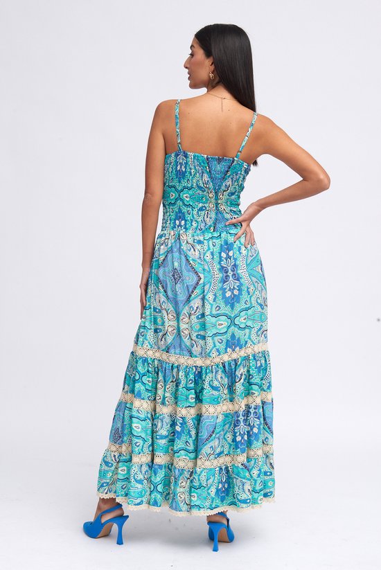 Maxi Bohemian Jurk Met Ibiza Stijl Print En V Hals Rood