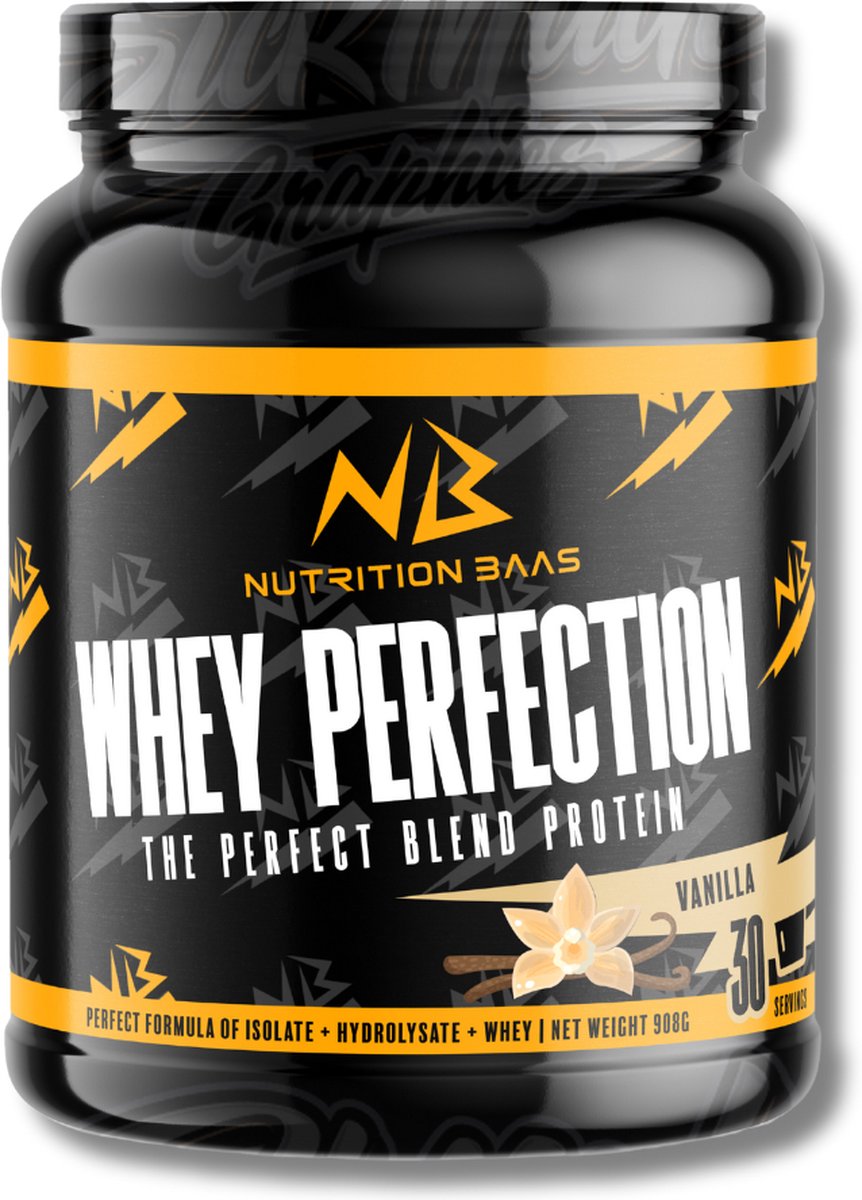 Nutrition Baas - Whey Perfection - Proteine Poeder - Whey Protein - Eiwitshake - Vanille - 30 Shakes - 908G
