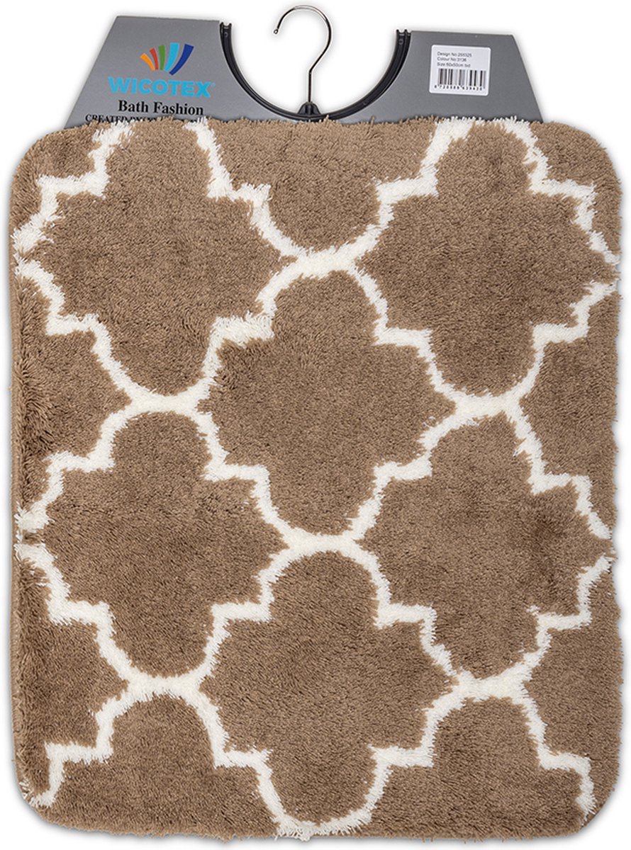 Wicotex - Bidetmat - WC mat - Toiletmat Marseille Taupe - Badmat - Antislip onderkant - Afmeting 50x60cm