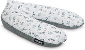 Snoozzz Voedingskussenhoes - Hoes voor voedingskussen zwangerschapskussen - zachte teddy met hydrofiel katoen - 185 cm - Groen grijs - Teddy Natur