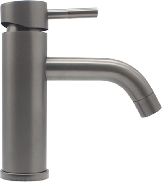 Mitigeur Lavabo Courbé Gris | Gun Metal | Bec bas