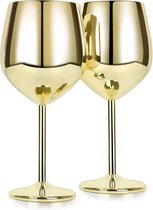 Stalen wijnglas gouden beker gestoomd wijnglas -metalen wijnglazen 28 oz rood wijnglas Set goud witte wijnglazen onverbreekbare wijnglazen (goud)