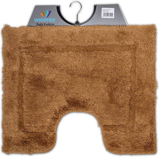 Wicotex-Tapis WC marron-Bas anti-dérapant-Tapis WC-Avec évidement