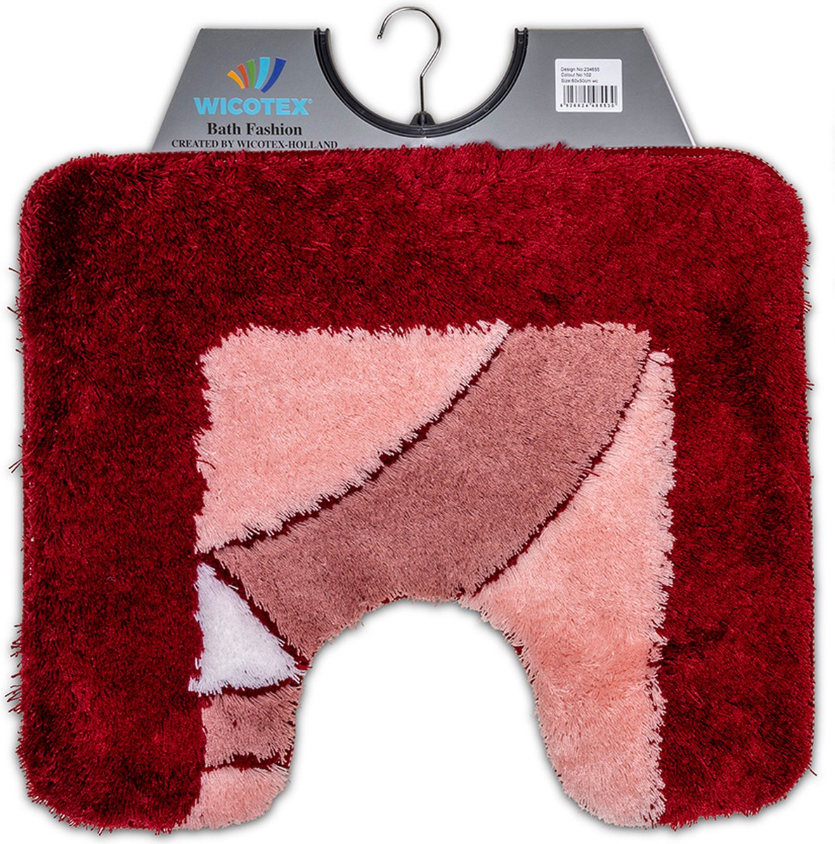 Wicotex - Toiletmat Bordeaux - Antislip onderkant - WC mat met uitsparing - Afmeting 50x60cm