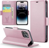 iPhone 14 Pro Max Hoesje - HyperCase Book Cover Leer Rose