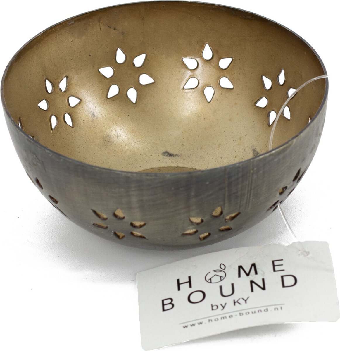 HomeBound by KY | Waxinehouder bloemen goud | waxinelichthouder/kandelaar
