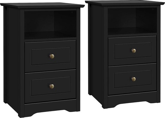tables de chevet Set de 2, commode, placard, 40 x 35 x 60 cm, bois, noir, table d'appoint pour chambre, salon, couloir,