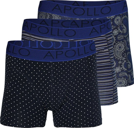 Apollo - Boxershort heren paisley blue - 3-Pack - Maat S - Heren boxershort - Ondergoed heren - boxershort multipack - Boxershorts heren
