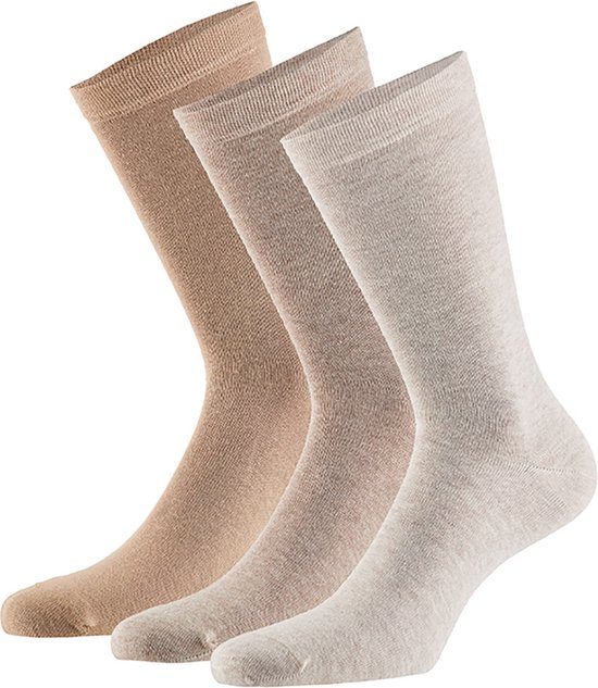 Apollo - Sokken van biologisch katoen - Multi Beige - Maat 35/38 - 3-Paar - Biologisch - Dames sokken - Duurzame sokken - Zwarte sokken dames
