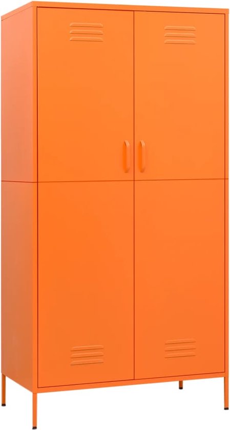 vidaXL - Kledingkast - 90x50x180 - cm - staal - oranje