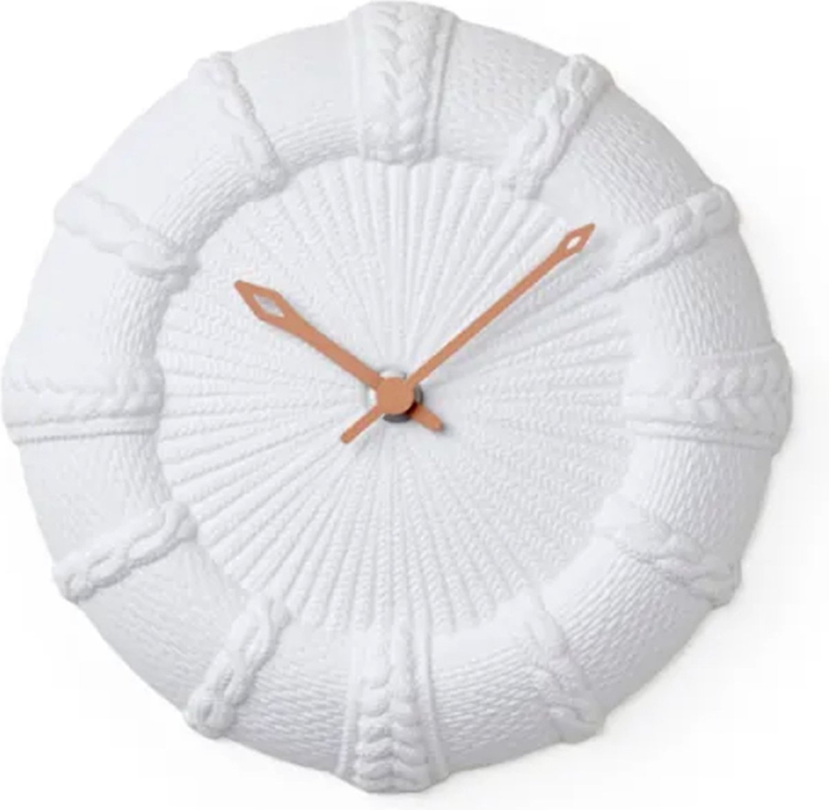Lemnos Wandklok White Ceramic Trace Face Bruin