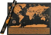 UNEARTH® Wereldkaart - Scratch Map - Wereldkaart Wanddecoratie - Zwart/Goud - XL 75 x 55cm - 210 Vlaggen