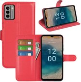 Nokia G22 Hoesje - MobyDefend Kunstleren Wallet Book Case (Sluiting Voorkant) - Rood - GSM Hoesje - Telefoonhoesje Geschikt Voor Nokia G22