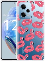 Cazy Hoesje geschikt voor Xiaomi Redmi Note 12 Pro 5G Inflatable Flamingos