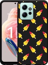 Cazy Hoesje Zwart geschikt voor Xiaomi Redmi Note 12 4G Raketjes