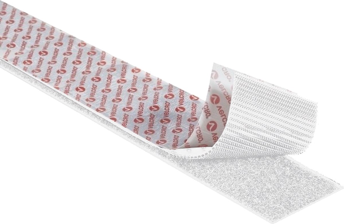 VELCRO® VEL-EC60210 Klittenband Om vast te plakken Haak- en lusdeel (l x b) 1000 mm x 20 mm Wit 1 m