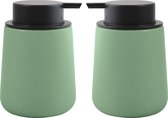 MSV Zeeppompje/dispenser Malmo - 2x - Keramiek - groen/zwart - 8,5 x 12 cm - 300 ml