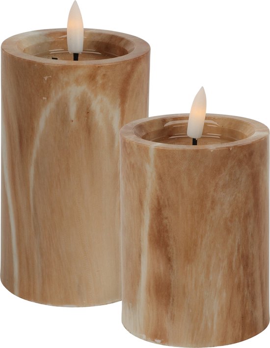 Adoria Lot De 2 Grandes Bougies LED Violettes U2013 Bougies à Piles En Cire Véritable Avec