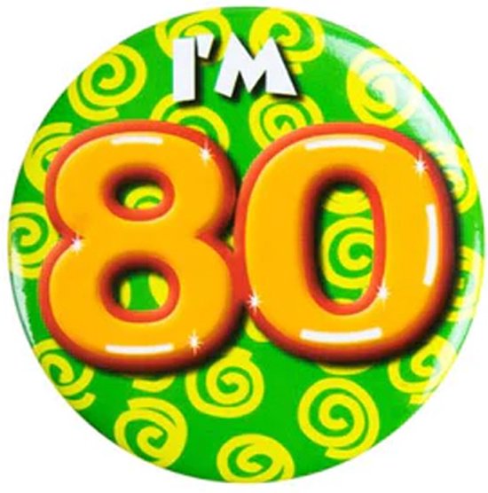 Button 80 Jaar - Button met speld (55mm) - Leeftijd badge - 80 Jaar ...
