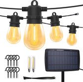 Partizzle 15m Waterdicht Lichtsnoer op Zonne Energie - Dimbaar - LED Solar Tuinverlichting - Camping Lampjes Slinger - Zonneenergie Lichtslinger voor Buiten - 2700K / Warm Wit