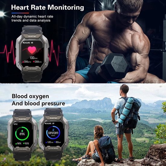 LIGE Smartwatch voor heren met bluetooth-oproepen, fitnesshorloge 1,91 inch AMOLED-display met hartslagfrequentie, slaapmonitor, 100 sportmodi, 430mAh batterij, IP68 waterdicht, smartwatch voor iOS