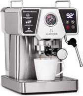 Klarstein Libeica Machine à expresso - Cappuccino - Mousse de lait - Porte-filtre - Max. Puissance 1350 Watt - 19 Bar - Réservoir d'eau amovible 1,8 litres - Acier inoxydable