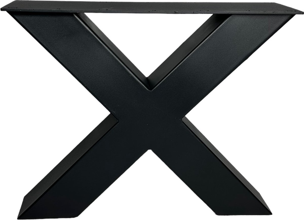 Maison DAM - Industriële salontafelpoot X, koker 8x8cm, hoogte 39cm, mat zwart fijn structuur, hoogwaardige kwaliteit - Inclusief steldop - Topplaat; 4mm dik