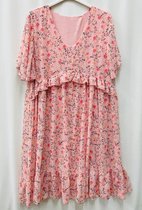 Beeldige roze jurk voor grote maten - korte mouwen - maat 48/50 (borstomtrek 110cm)