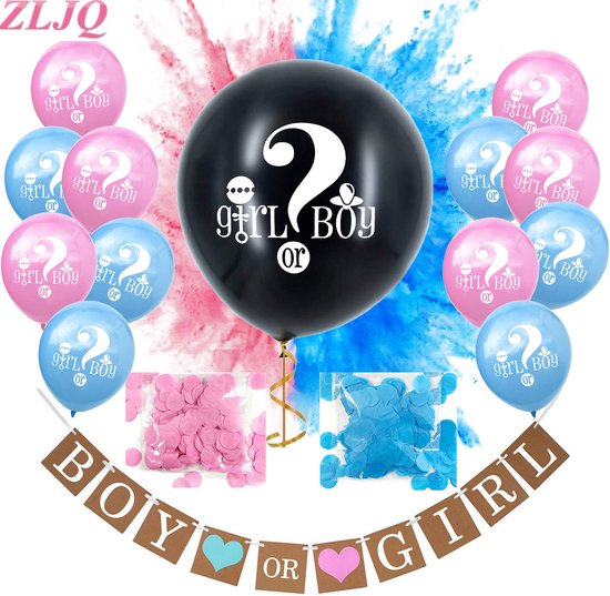 36 Inch - Zwart - Geslacht - Girl or Boy - Onthullen - Ballon - Roze - Blauw - Confetti - Baby - Verjaardagsfeestje - Decoraties - Voor Kinderen - Jongen Of Meisje - ballon