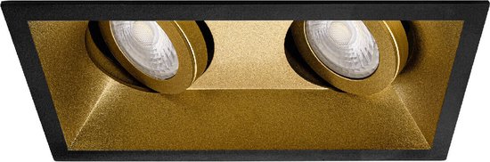 Premium Inbouwspot Zico Zwart met goud Verdiepte dubbele spot Koel Wit (4000K) Met Philips LED