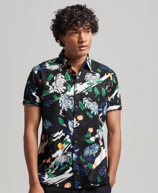 Superdry Vintage Hawaiian Shirt Met Korte Mouwen Zwart L Man