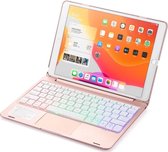 IPS - Toetsenbord Hoes - Bluetooth Keyboard Case Geschikt Voor Apple iPad 2020/2021 (10.2 inch) - Met Toetsenbord Verlichting Touchpad Muis- Roze - Rose Goud